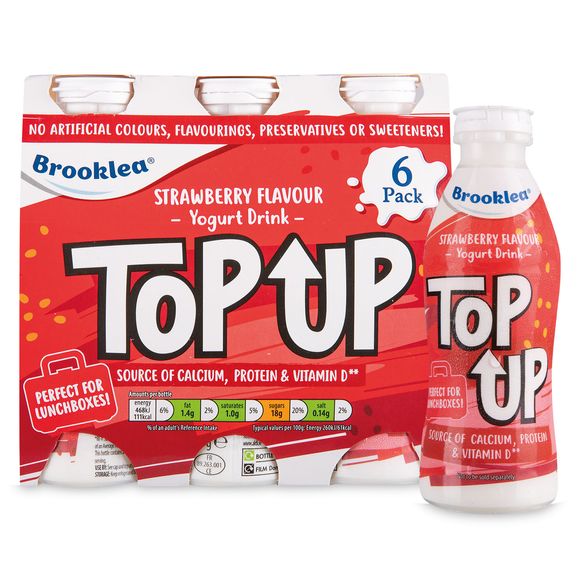 Brooklea Top Up Strawberry Flavour Yogurt Drink 6x180g