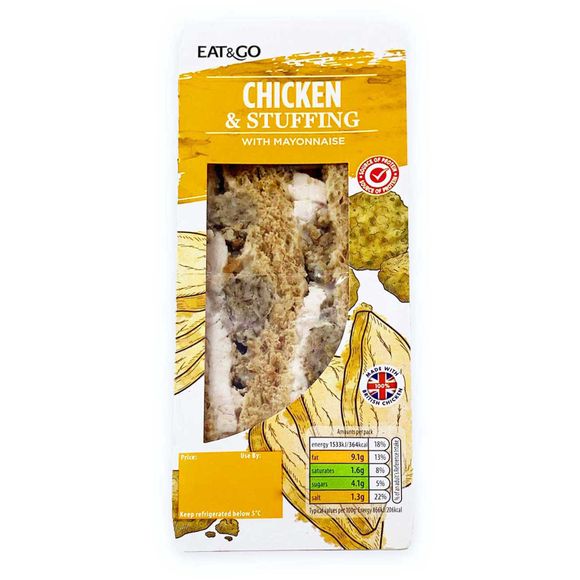 Eat & Go Chicken & Stuffing Sandwich With Mayonnaise 177g