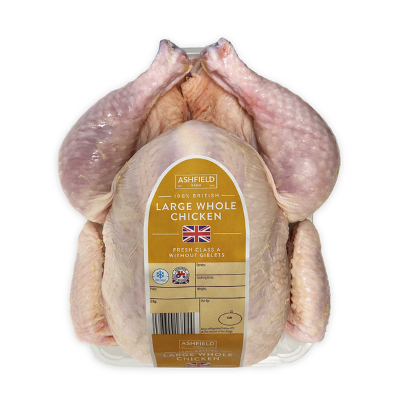 Ashfields 100% British Large Whole Chicken Fresh Class A Without Giblets 1.65kg