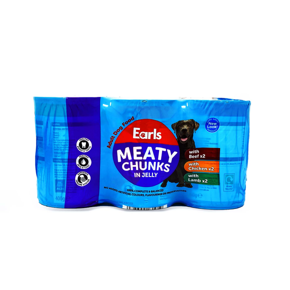 Earls Dog Can Multipack - Chunks In Jelly 400g