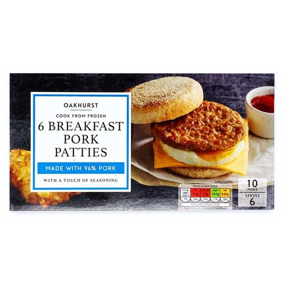 Oakhurst Breakfast Pork Patties 342g/6 Pack