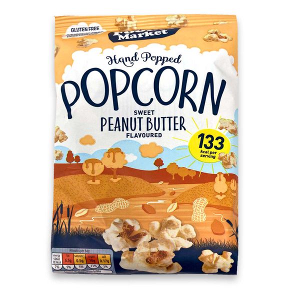 Foodie Market Hand Popped Popcorn Sweet Peanut Butter Flavoured 27g