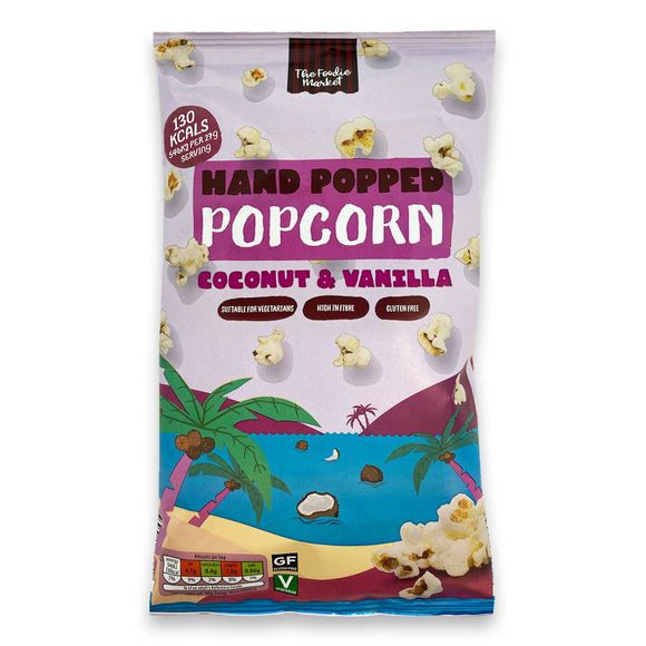 Foodie Market Hand Popped Popcorn Delicious Coconut & Vanilla Flavour 27g