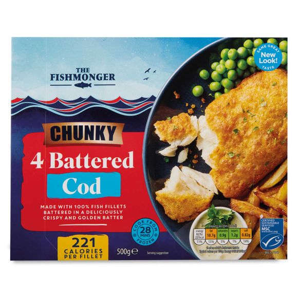 The Fishmonger Chunky Battered Cod 500g/4 Pack