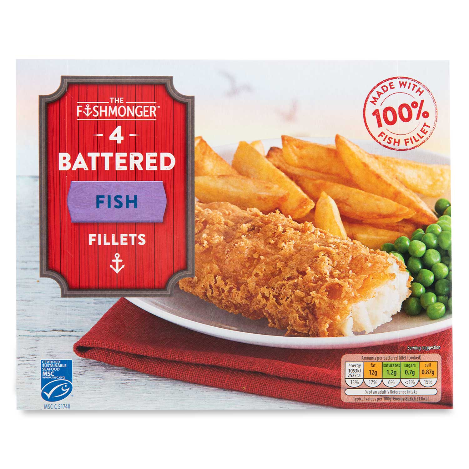 The Fishmonger White Fish Battered Fillets 500g/4 Pack