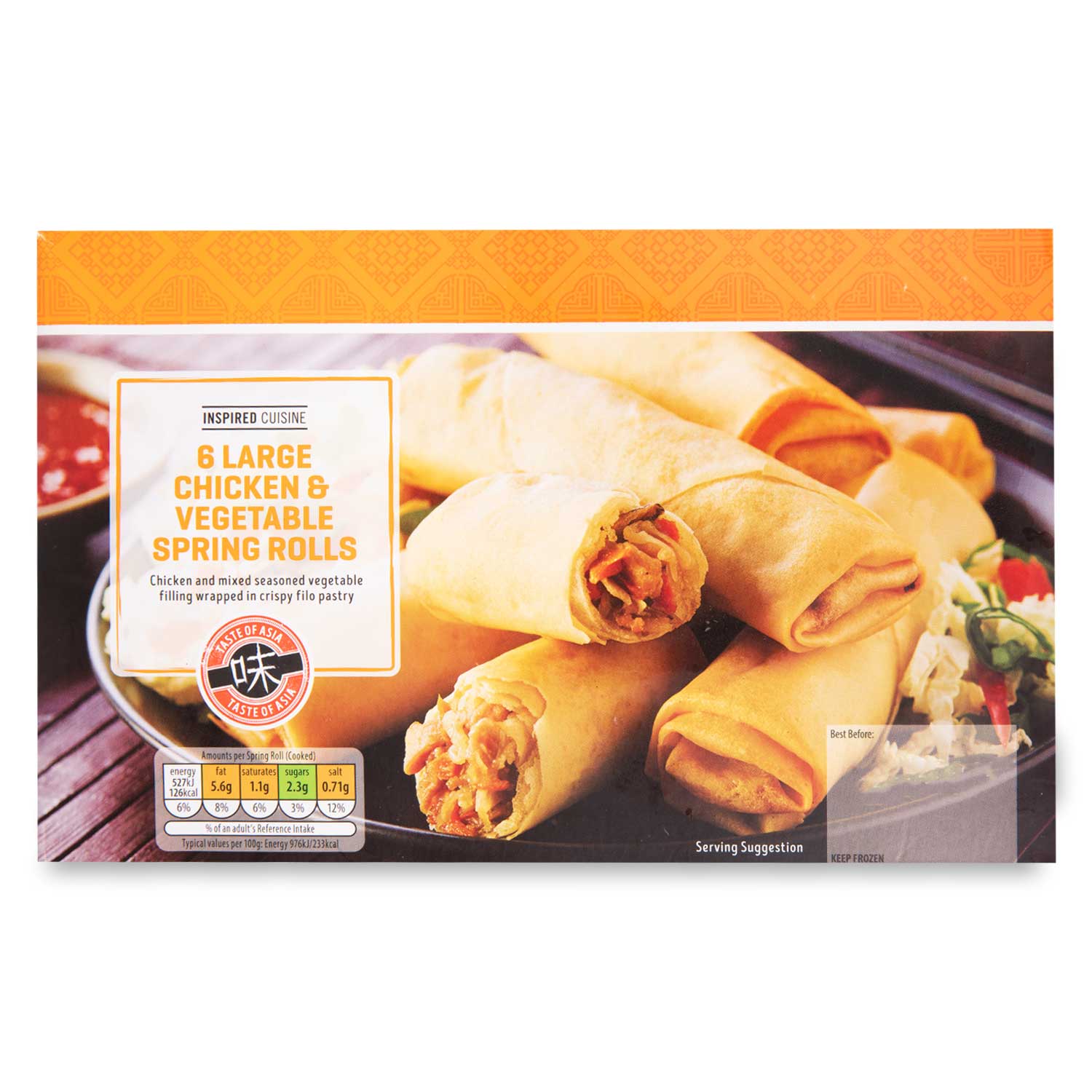 Inspired Cuisine Large Chicken & Vegetable Spring Rolls 360g/6 Pack