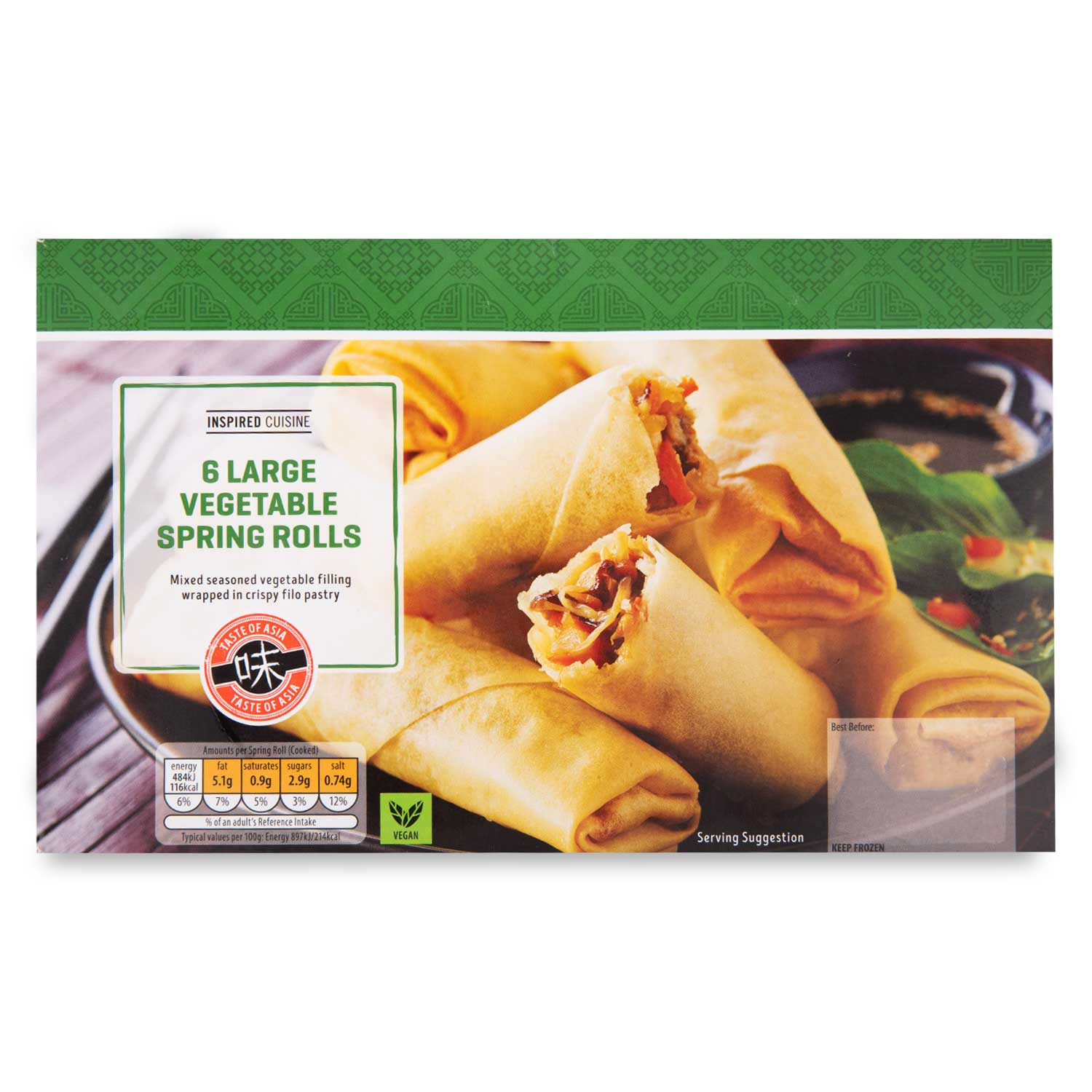 Inspired Cuisine Large Vegetable Spring Rolls 360g/6 Pack