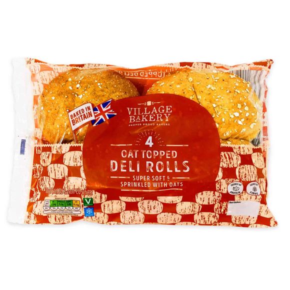 Village Bakery Oat Topped Wholemeal Deli Rolls 260g/4 Pack