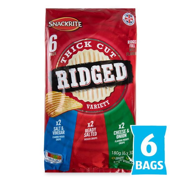 Snackrite Multipack Thick Cut Ridged Variety Crisps 6x30g