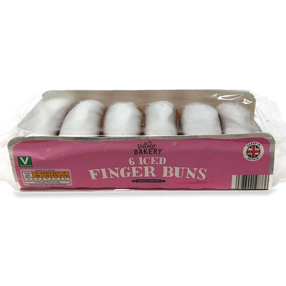 The Village Bakery Iced Finger Buns 240g/6 Pack