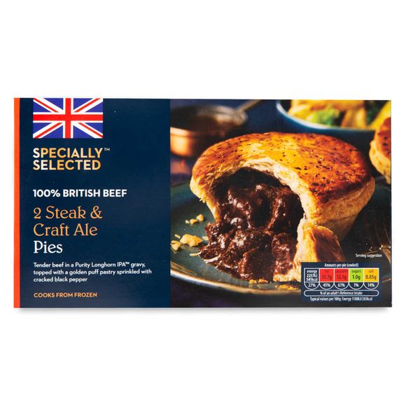 Specially Selected British Steak & Craft Ale Pies 400g/2 Pack