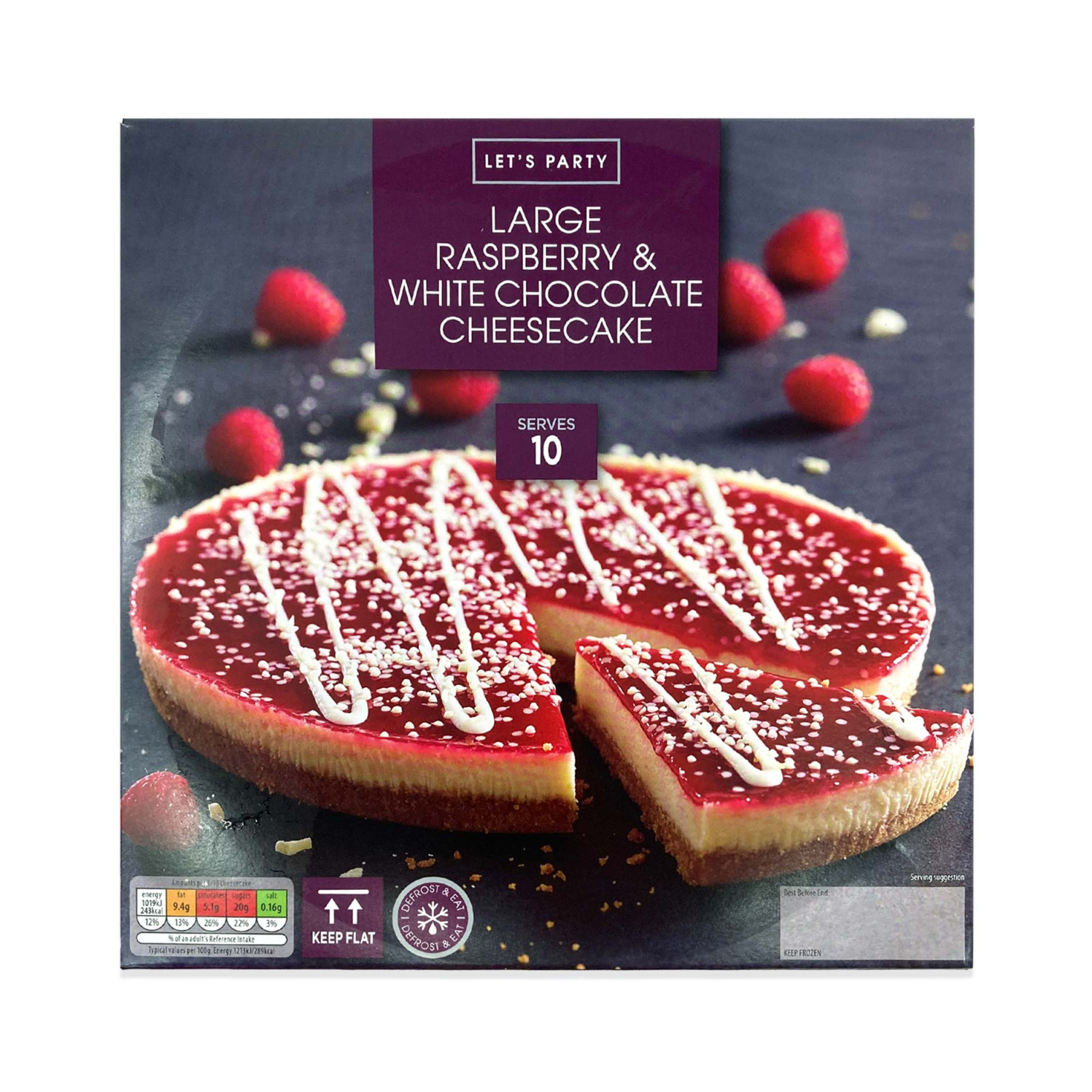 Let's Party Large Raspberry And White Chocolate Cheesecake 840g