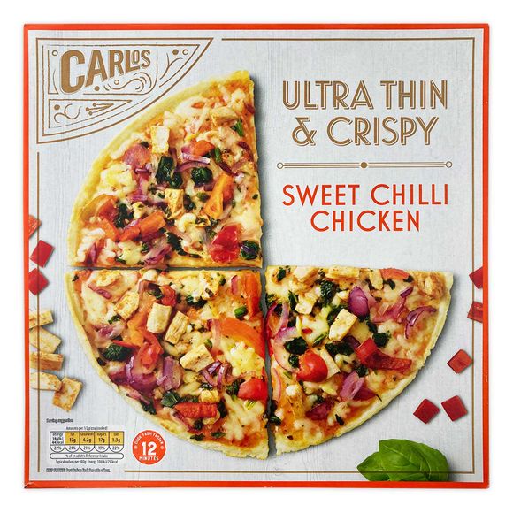 Carlos Extra Thin & Crispy Sweet Chilli Chicken Pizza 370g