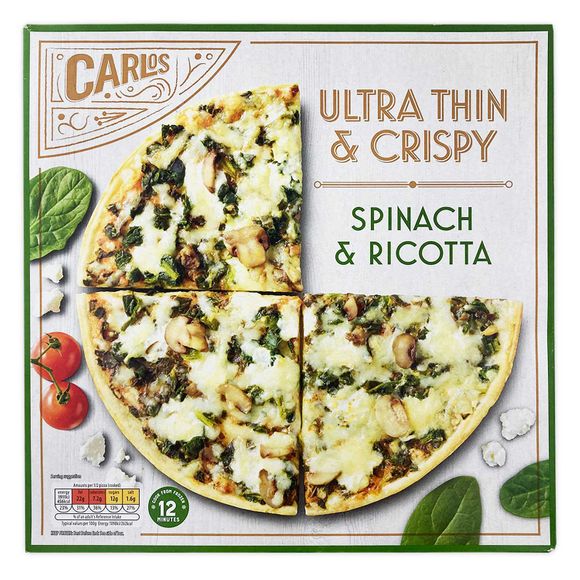 Carlos Ultra Thin & Crispy Spinach & Ricotta Pizza 370g