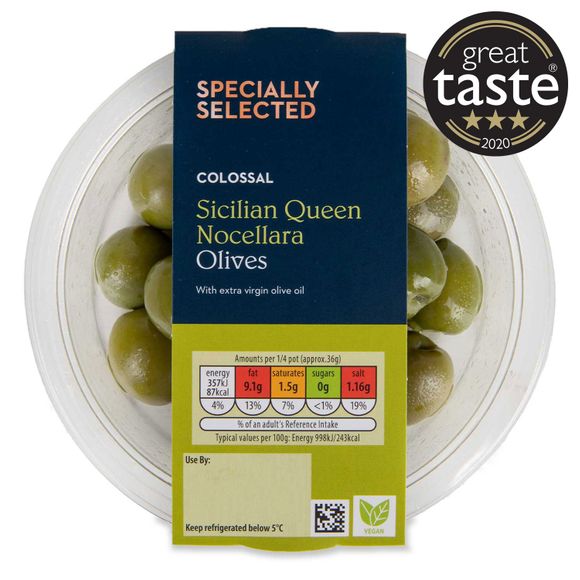 Specially Selected Colossal Sicilian Queen Nocellara Olives 150g