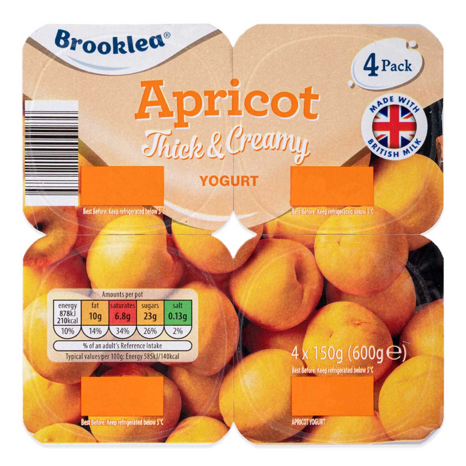 Brooklea Thick & Creamy Apricot Yogurt 4x150g