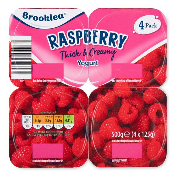 Brooklea Raspberry Thick & Creamy Yogurt 4x125g