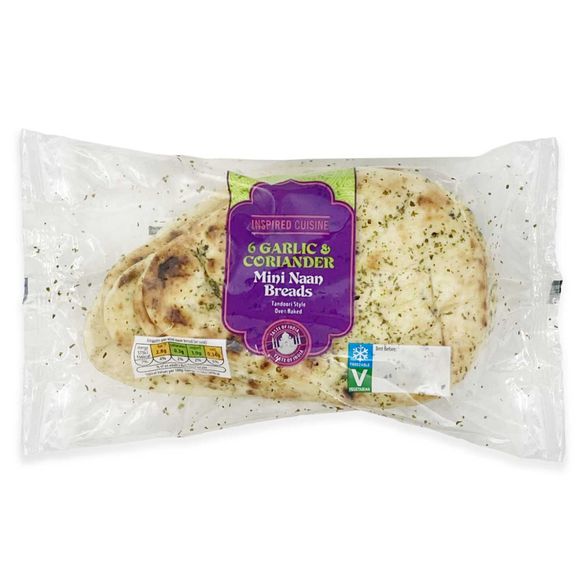 Inspired Cuisine 6 Garlic & Coriander Mini Naan Breads 282g