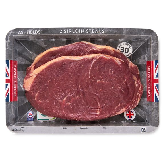 Ashfields 30 Day Matured Beef Sirloin Steaks 454g/2 Pack