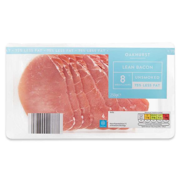 Oakhurst Lean Unsmoked Bacon 250g/8 Pack