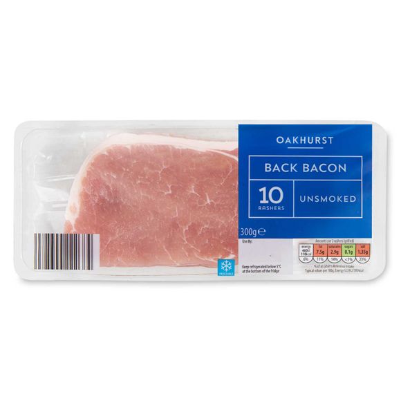 Oakhurst Unsmoked Back Bacon 300g/10 Pack