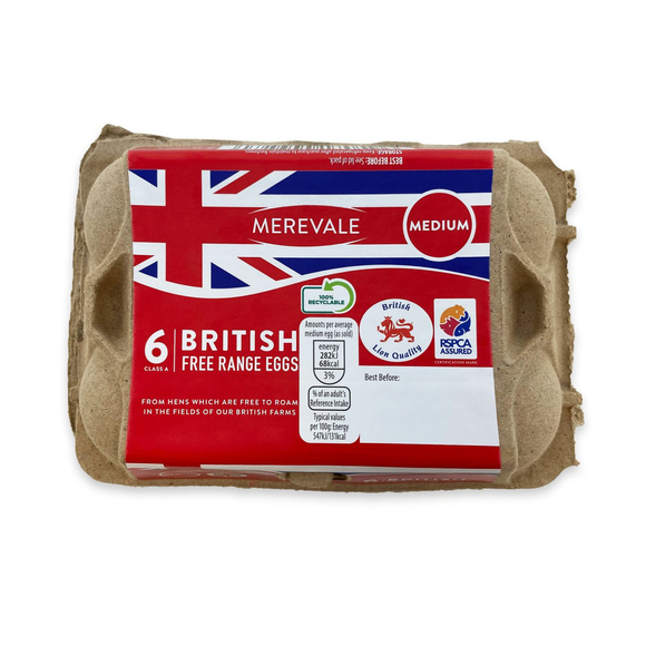 Merevale Medium British Free Range Eggs 6 Pack