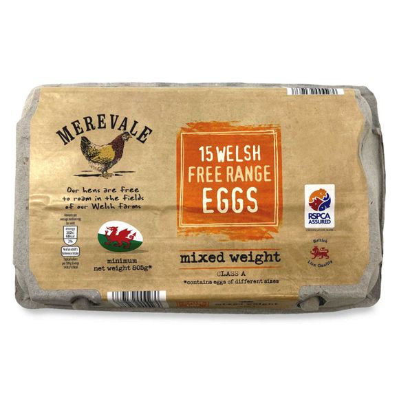 Merevale Mixed Weight Welsh Free Range Eggs 15 Pack