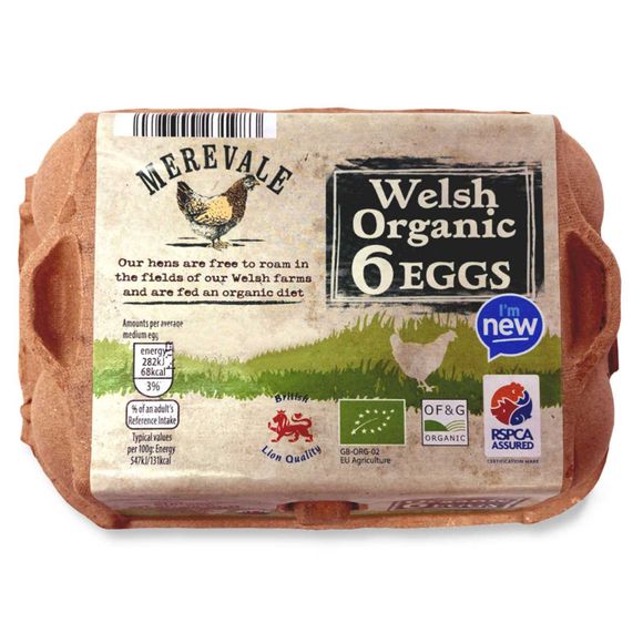 Merevale Mixed Weight Welsh Organic Eggs 6 Pack