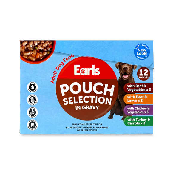 Earls Beef & Vegetable Dog Pouch Selection In Gravy 12x100g