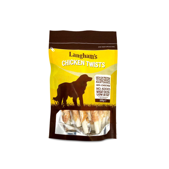 Langham's Dog Treats Natural - Chicken Twists 100g