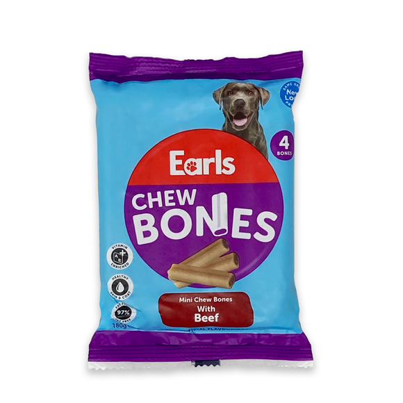 Earls Dog Treats - Mini Chew Bones - Beef 4 Pack