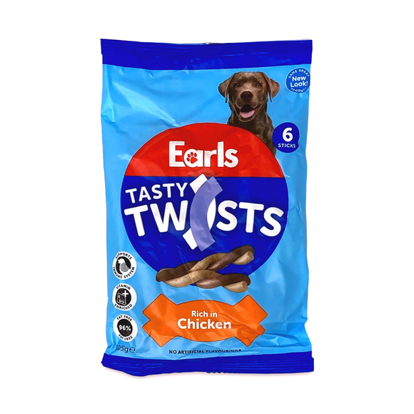 Earls Dog Treats - Tasty Twists - Chicken 6 Pack