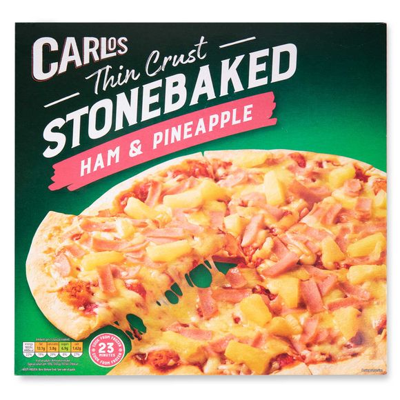 Carlos Thin Crust Stonebaked Ham & Pineapple Pizza 386g