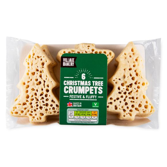 Village Bakery Christmas Tree Crumpets 288g/6 Pack