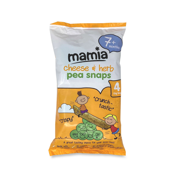 Mamia Cheese & Herb Pea Snaps 60g