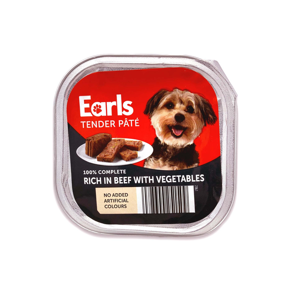 Earls Dog Alutray - Beef & Veg Pate 300g