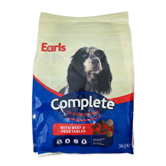 Earls Complete Dry Dog Food With Beef & Vegetables 3kg