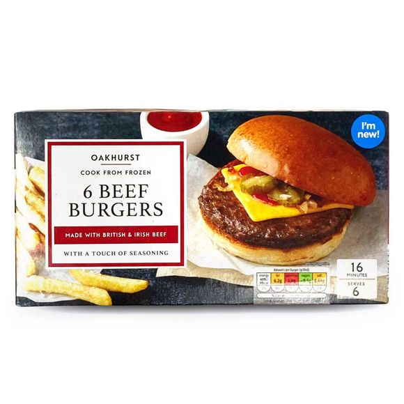 Oakhurst Cook From Frozen Beef Burgers 342g/6 Pack