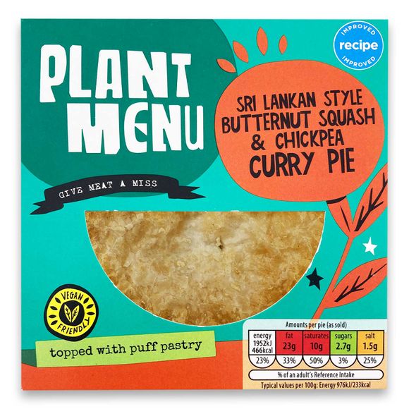 Plant Menu Sri Lankan Style Butternut Squash & Chickpea Curry Pie 200g