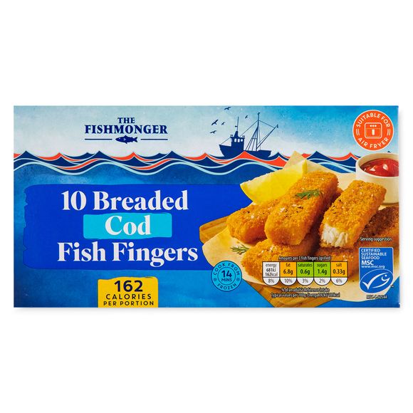 The Fishmonger Breaded Cod Fish Fingers 300g/10 Pack