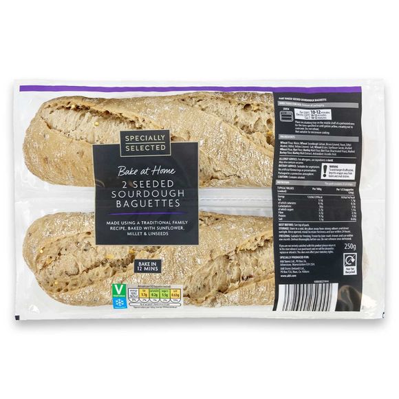 Specially Selected Bake At Home Seeded Baguettes With Sourdough 250g/2 Pack