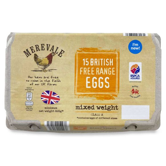 Merevale Mixed Weight British Free Range Eggs 15 Pack