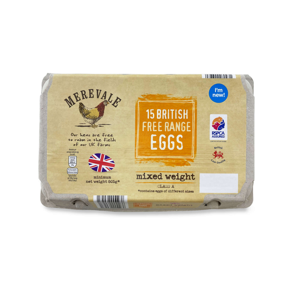 Merevale Mixed Weight British Free Range Eggs 15 Pack