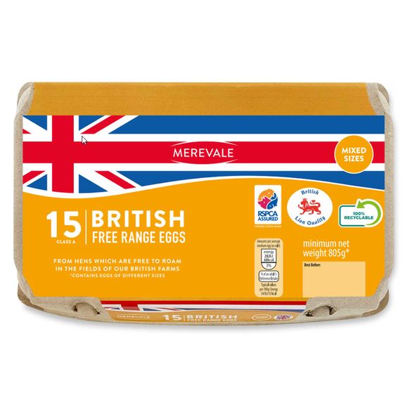 Merevale Mixed Weight British Free Range Eggs 15 Pack