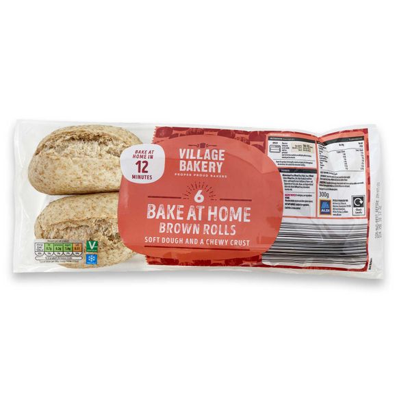 Village Bakery Bake At Home Brown Rolls 6 Pack