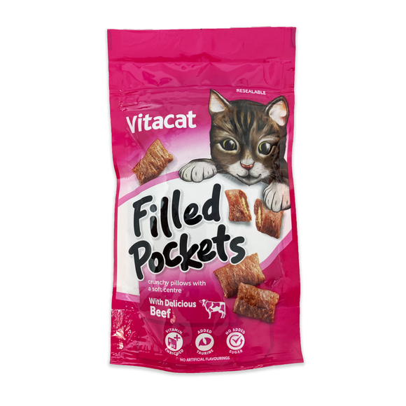 Vitacat Filled Pockets Beef 65g