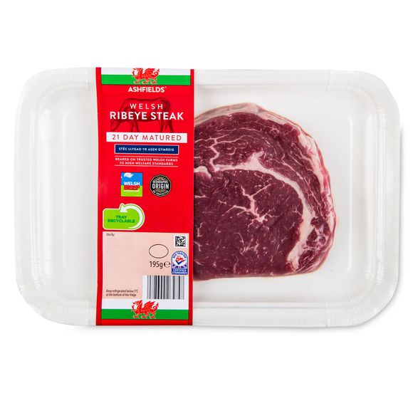 Ashfields 21 Day Matured Welsh Ribeye Steak 195g