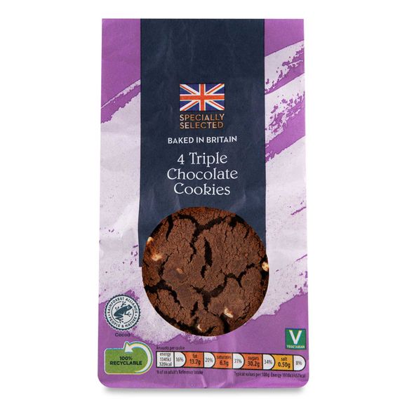 Specially Selected Triple Chocolate Cookies 280g/4 Pack