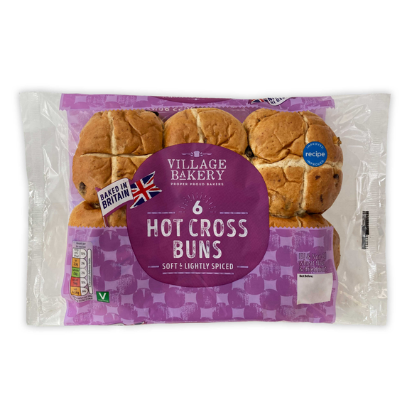 Village Bakery Soft & Fruity Hot Cross Buns 6 Pack