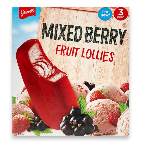 Gianni's 3 Mixed Berry Fruit Lollies 300ml